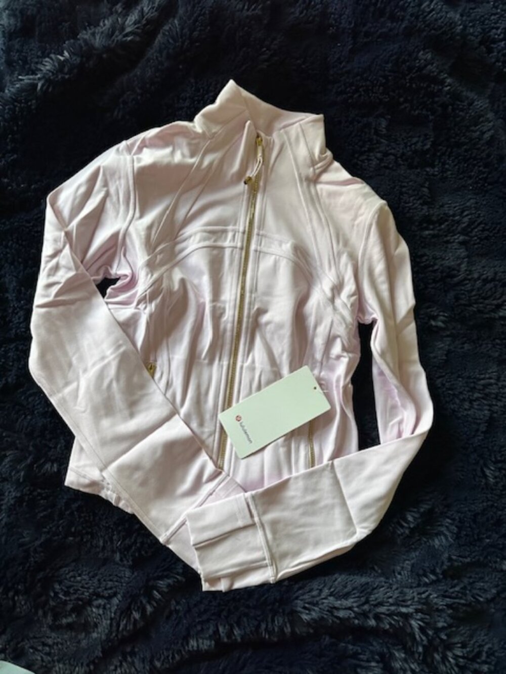 NWT LUluemon define jacket size 6 pink organza/gold